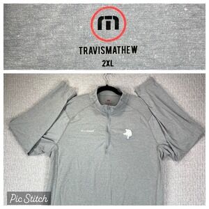 Travis‎ Mathew Mens 2XL Gray Performance Stretch Quarter Zip Long Sleeve